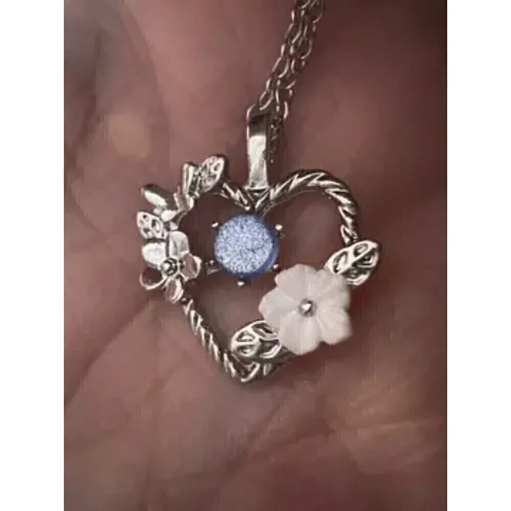 Elegant Moonstone Butterfly Heart Flower Pendant Necklace
